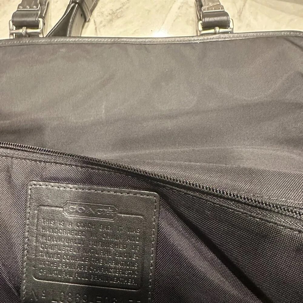 COACH Briefcase Black Leather Double Buckle Shoulder Strap Messenger Vintage - Picture 4 of 10